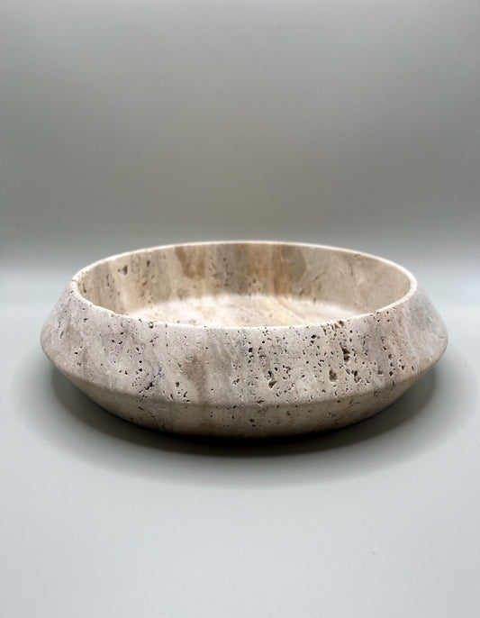 Cove Bowl in Travertine | Handcrafted Sculptural Stone Bowl