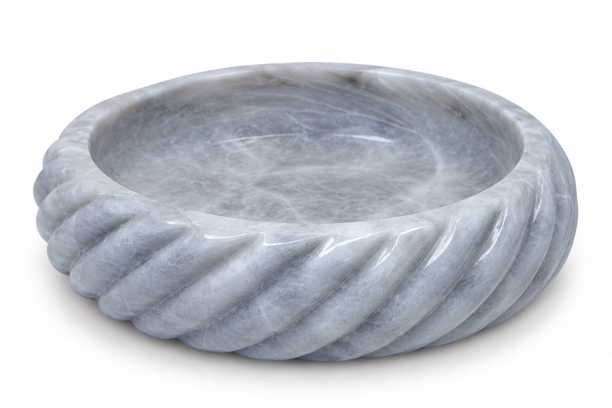 White Marble Spiral Bowl | Handcrafted Decorative Stone Bowl