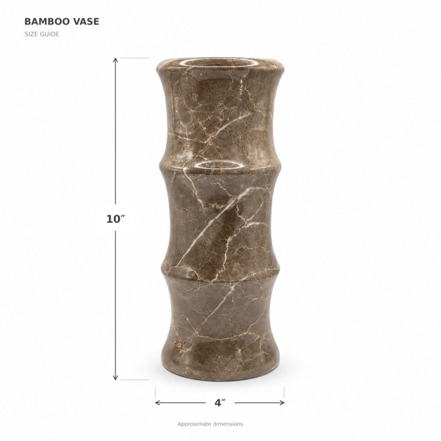 Gray Marble Bamboo Vase | Handcrafted Decorative Stone Vase