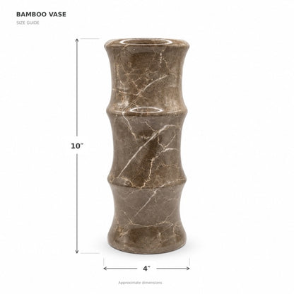 Gray Marble Bamboo Vase | Handcrafted Decorative Stone Vase