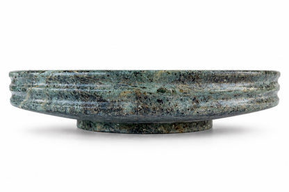 Ring Design Forest Green Marble Bowl | Handcrafted Grooved Stone Bowl