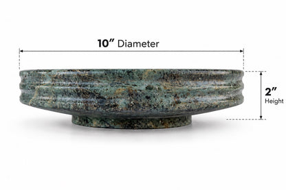 Ring Design Forest Green Marble Bowl | Handcrafted Grooved Stone Bowl
