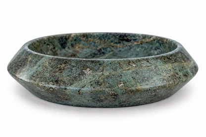 Cove Bowl in Forest Green Marble | Handcrafted Sculptural Stone Bowl