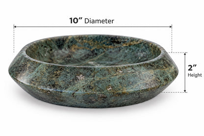 Cove Bowl in Forest Green Marble | Handcrafted Sculptural Stone Bowl