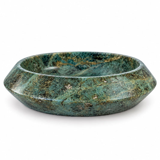 Cove Bowl in Forest Green Marble | Handcrafted Sculptural Stone Bowl