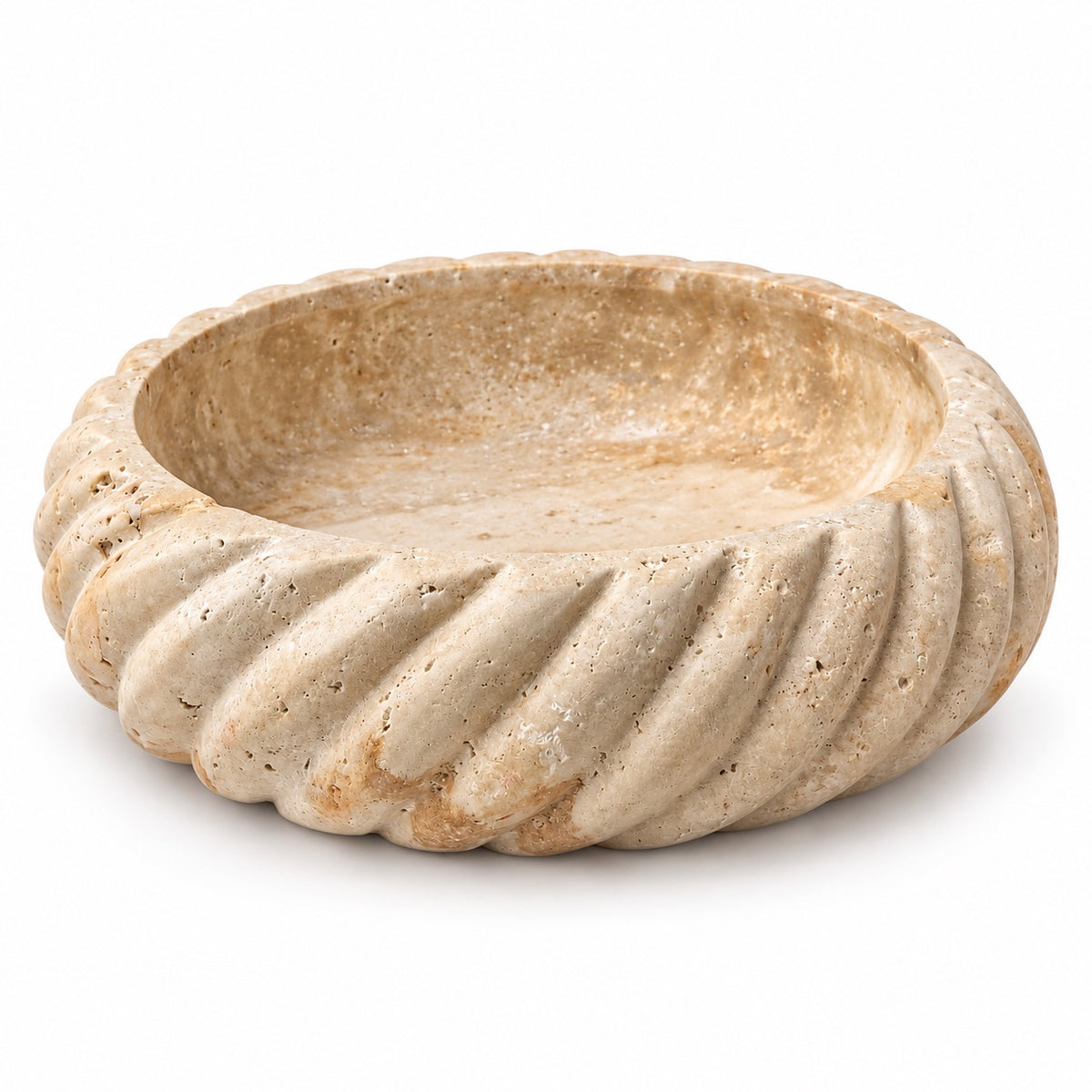 Travertine Spiral Bowl | Handcrafted Decorative Stone Bowl