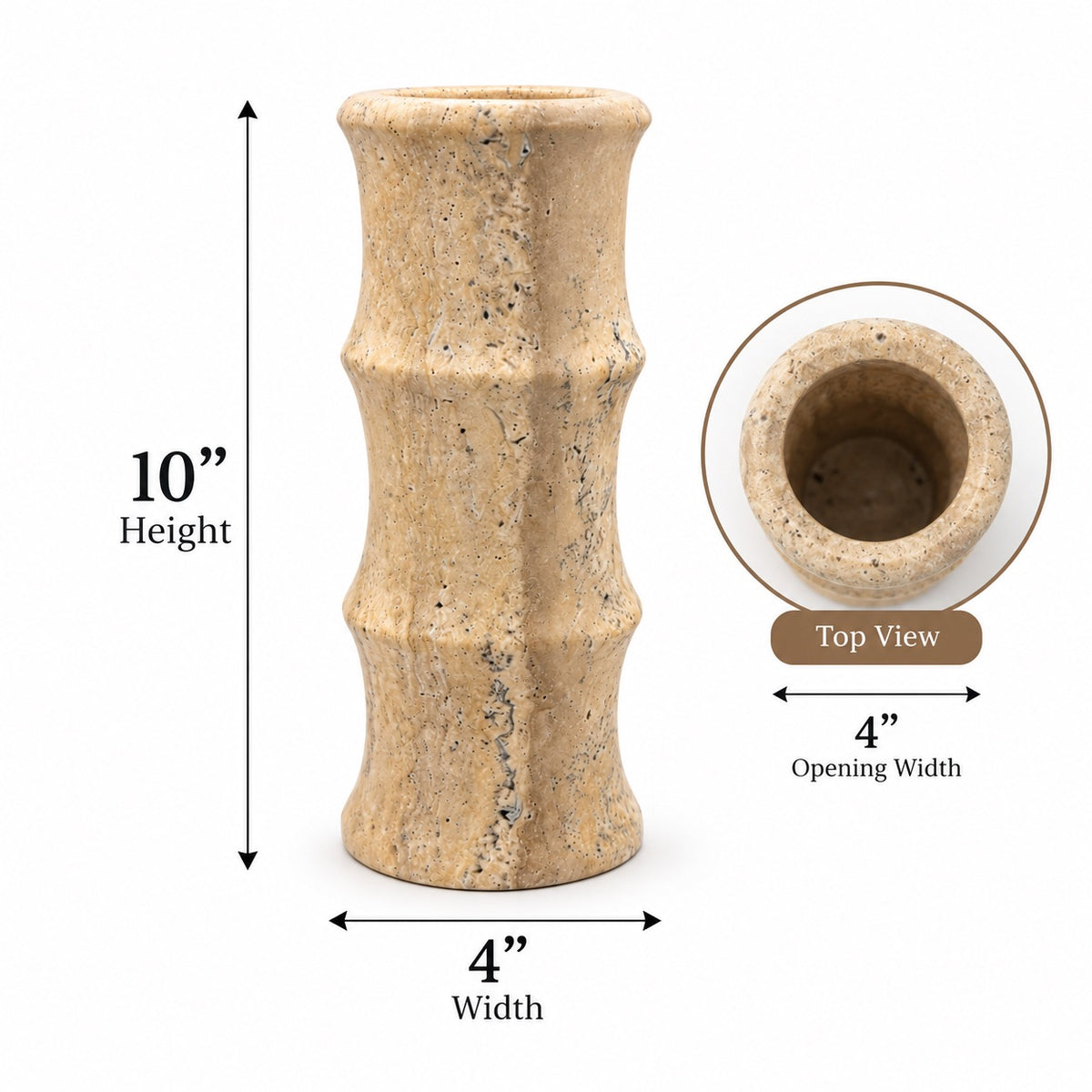 Travertine Bamboo Vase | Handcrafted Decorative Stone Vase