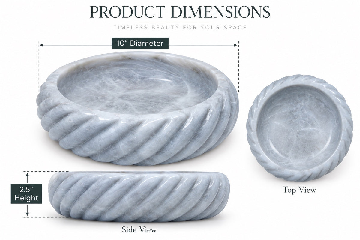 White Marble Spiral Bowl | Handcrafted Decorative Stone Bowl