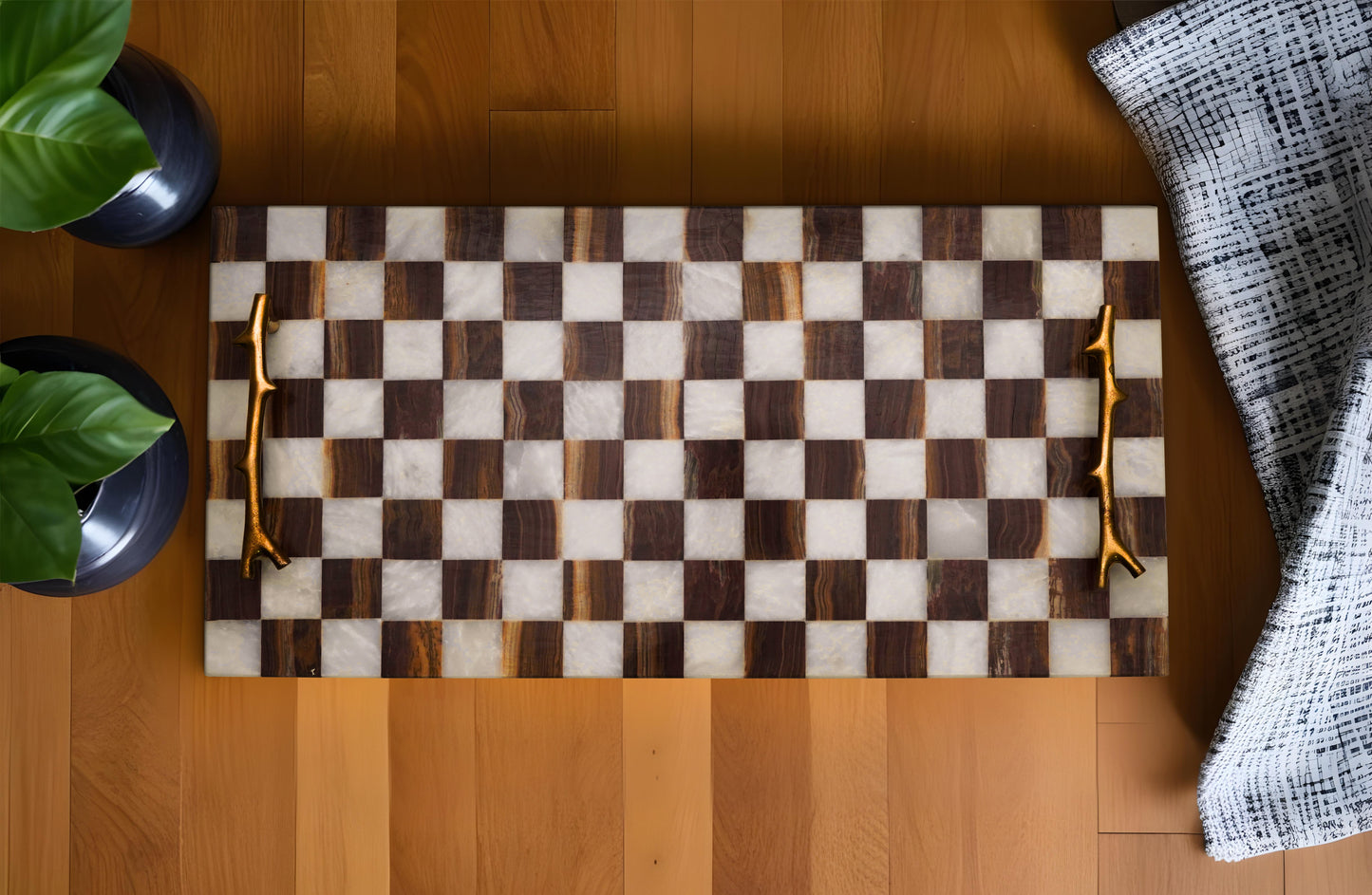 Checkered Deck Brown Platter