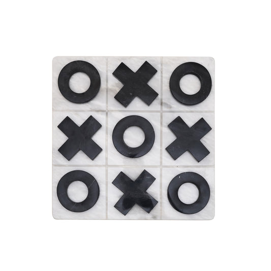 Tic Tac Toe Marble Game Set - White