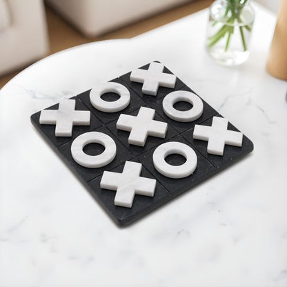 Tic Tac Toe Marble Game Set - Black