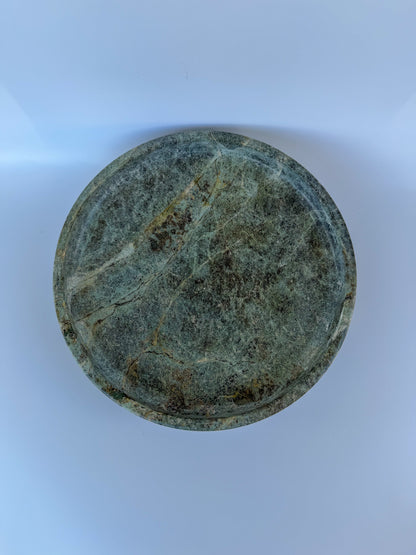 Ring Design Forest Green Marble Bowl | Handcrafted Grooved Stone Bowl