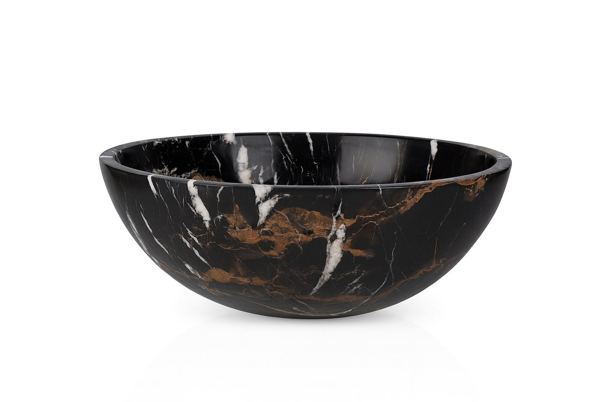 Michelangelo Marble Vessel Sink — Natural Stone Bowl Sink, 16"×16"×6"